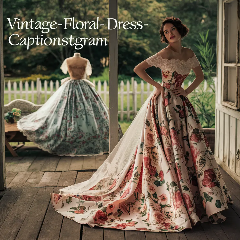 Vintage Floral Dress Captions